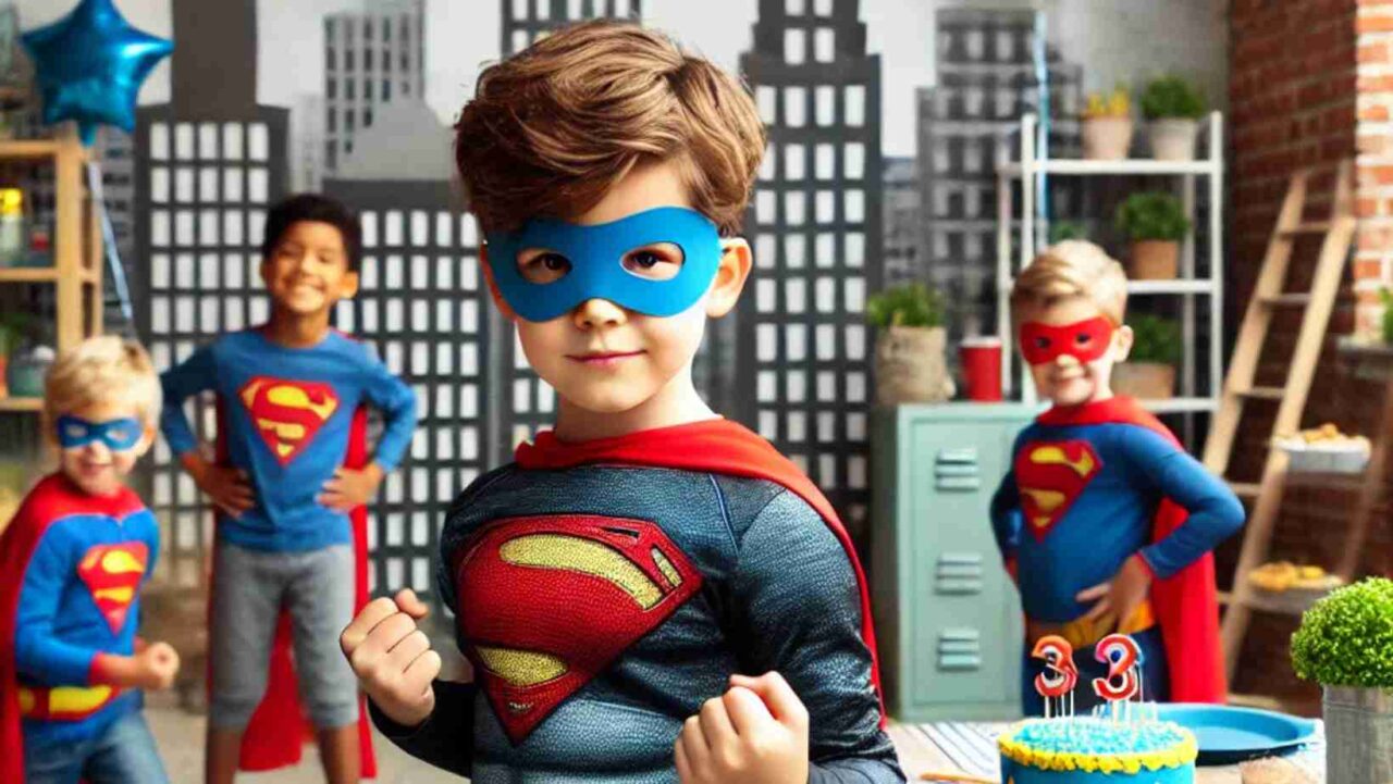 Superhero theme works great as a 5-year-old boy's birthday party idea at home