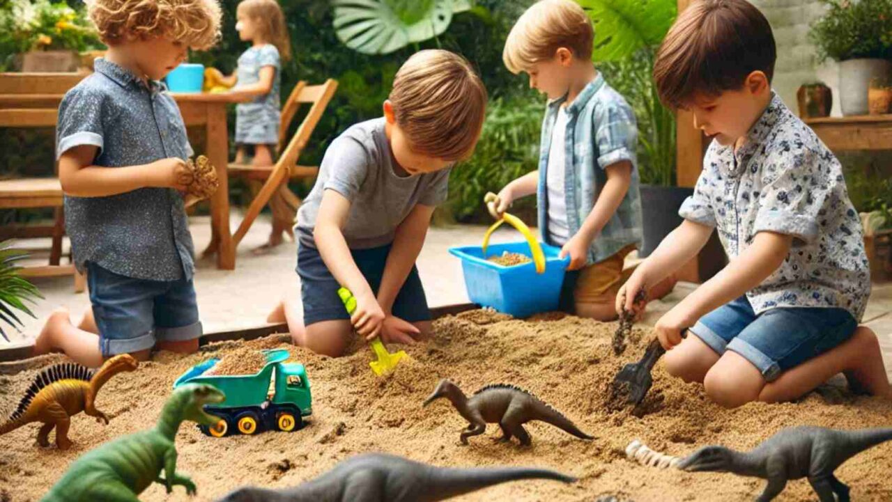 Dinosaur dig is one of the unique 5th birthday themes.