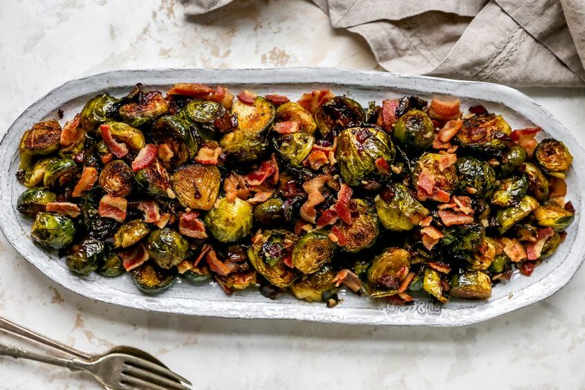 Brussels Sprouts with Bacon and Chestnuts are fun traditional christmas dinner ideas