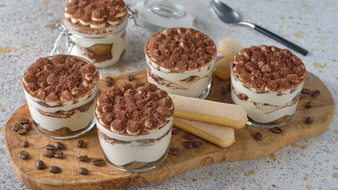 Tiramisu cups as new year’s eve menu ideas