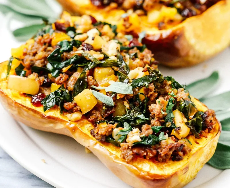  Stuffed Butternut Squash is among autumn dinner party menu ideas UK