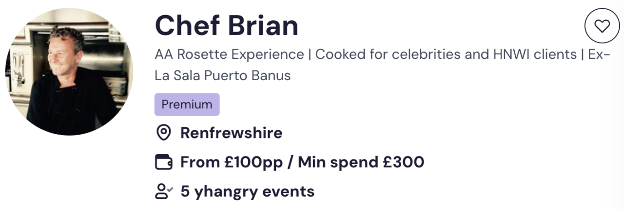 Chef Brian catering services in Glasgow