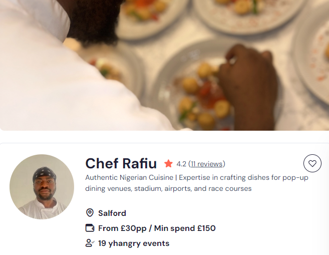 Chef Rafiu’s party catering in Bradford