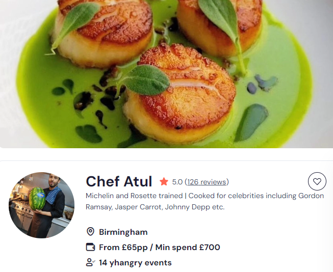 Chef Atul’s catering services in Birmingham