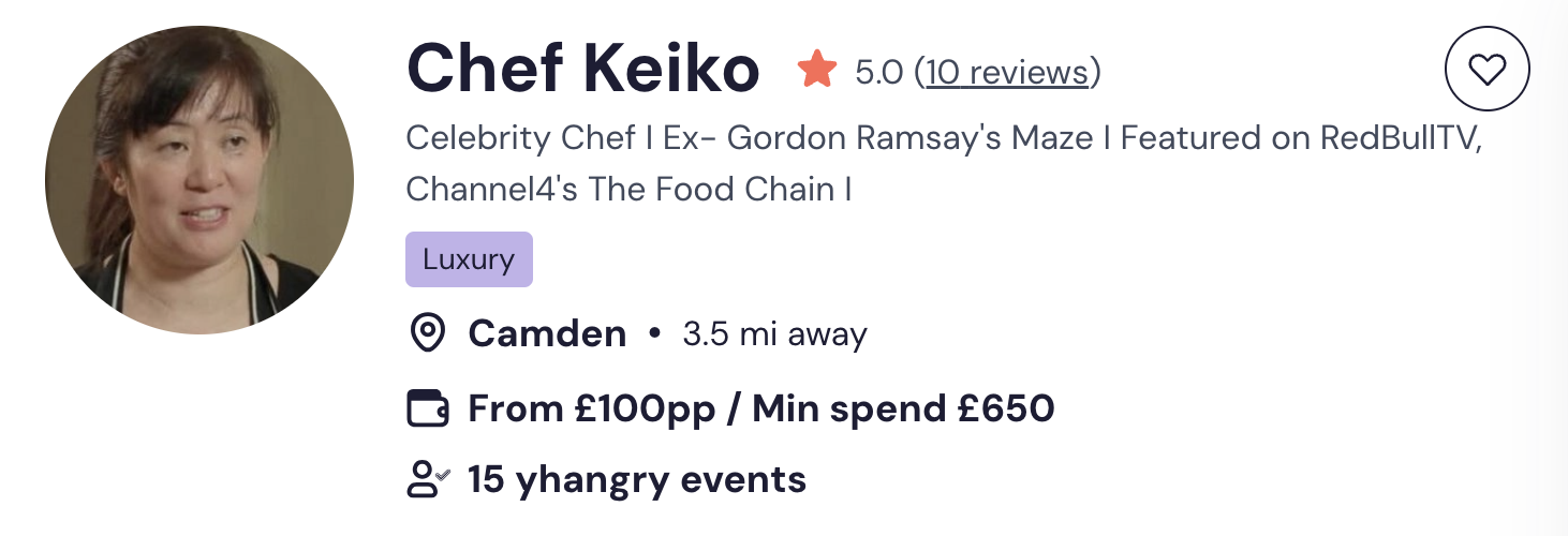 Chef Keiko BBQ catering in London