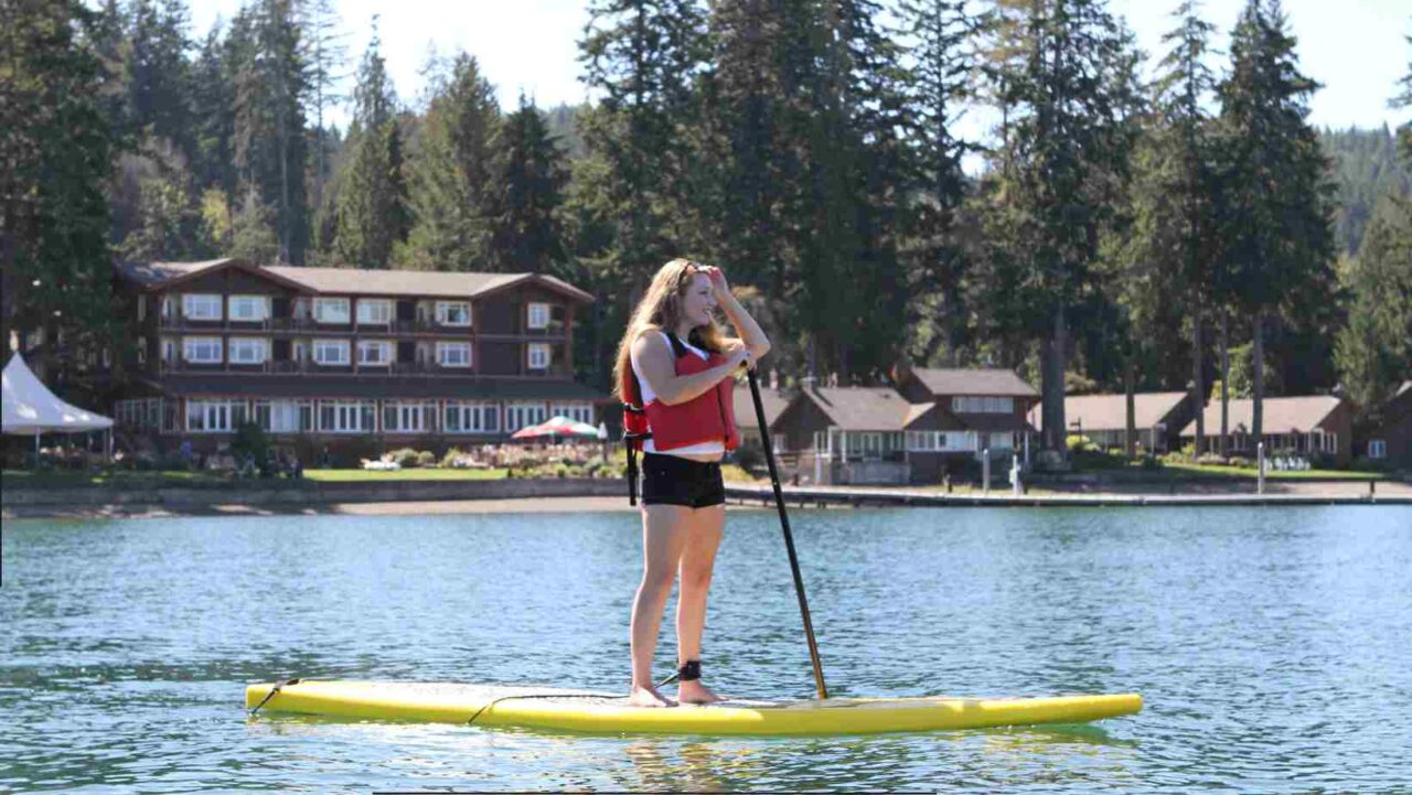 Paddleboarding at River Wey is a popular activity.