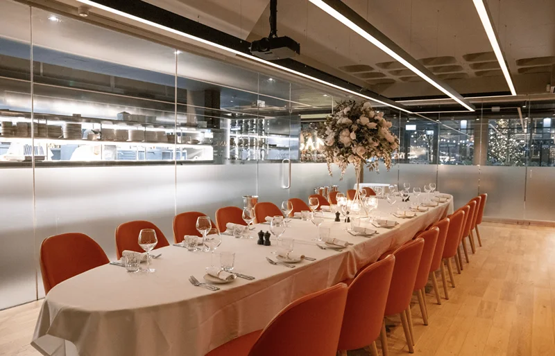 Dining layout at one of the private dining rooms in Birmingham.