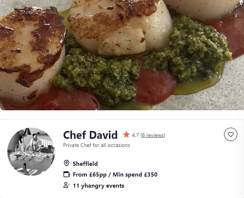 Get the best catering in Sheffield from Chef David.