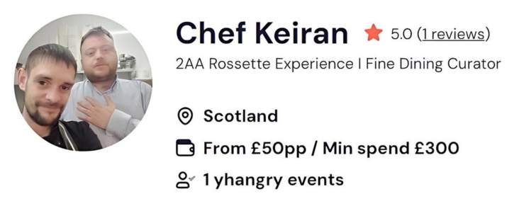 Chef Kieran holds couples kids cooking classes in Glasgow.