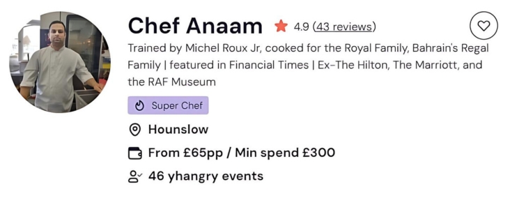 Chef Anaam provides halal meal prep in Leicester on demand.