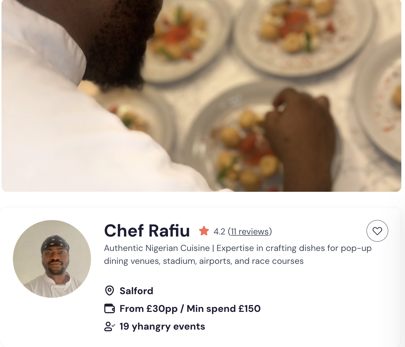 Chef Rafiu Barrowford catering Service