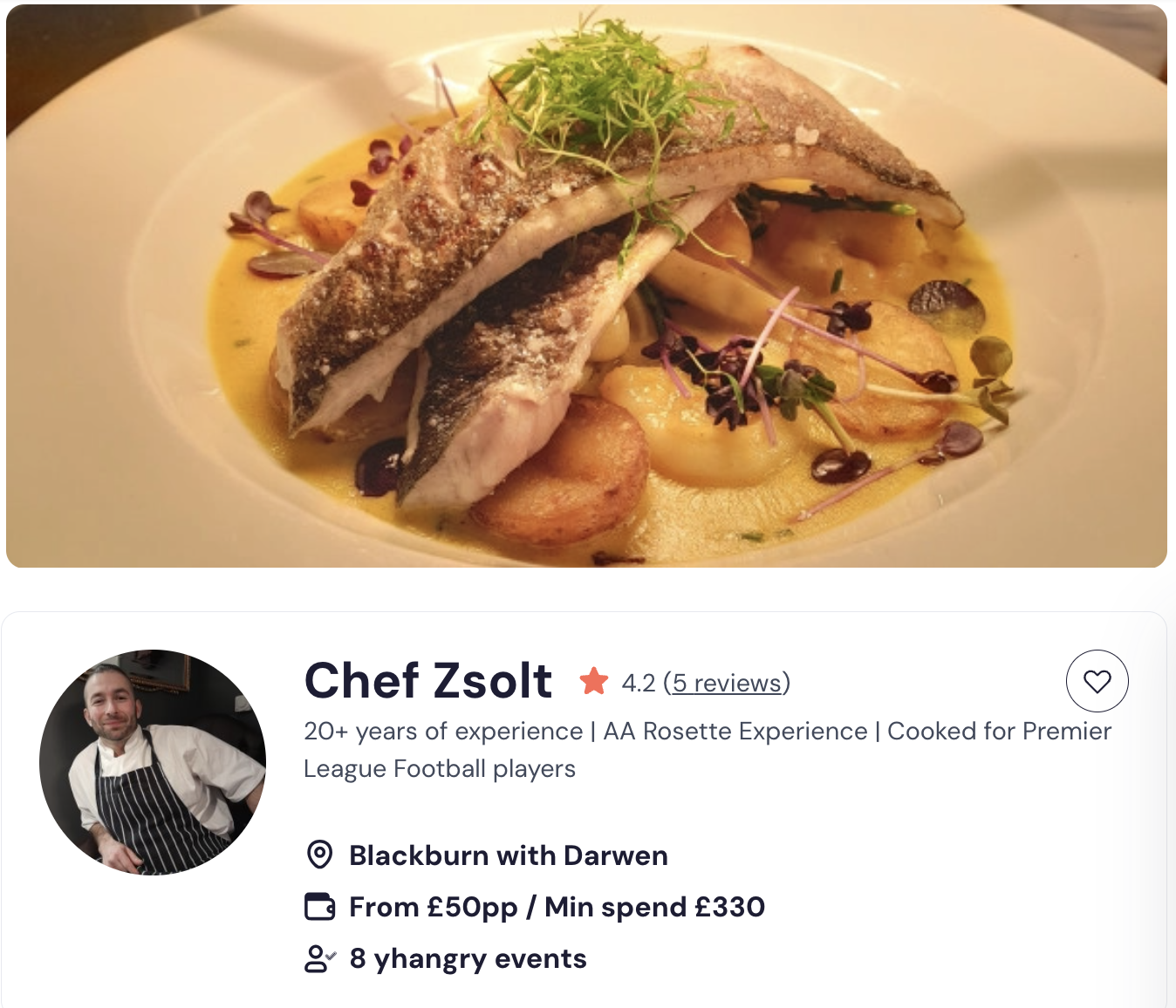 Chef Zsolt offers Barrowford catering Service