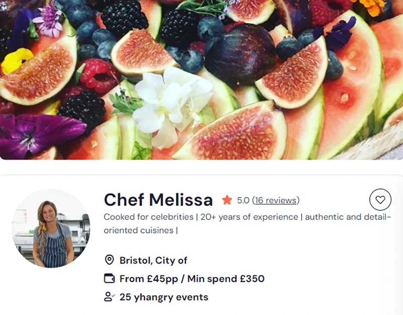 Chef Melissa’s credentials for Bristol meal prep services.