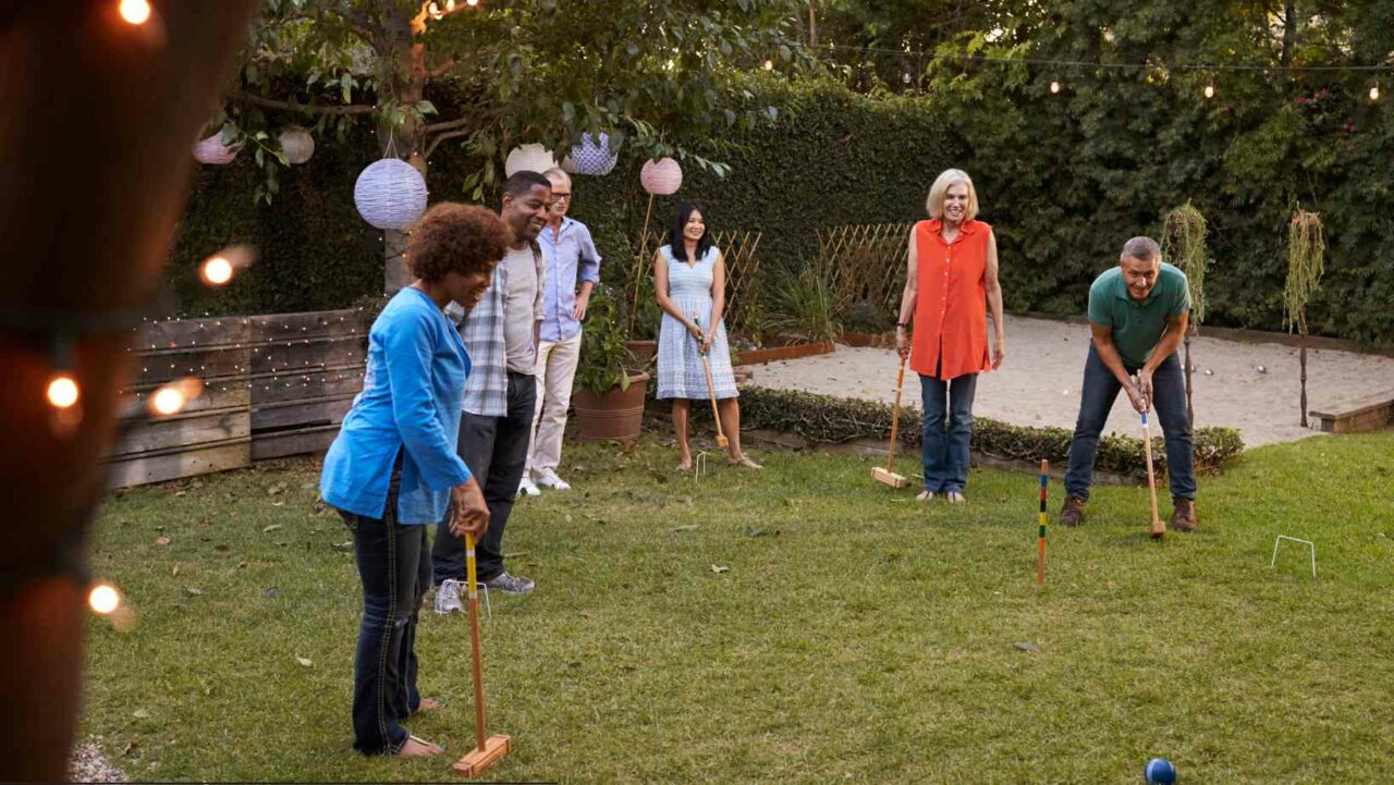 Lawn games can double up as outdoor garden party decoration ideas