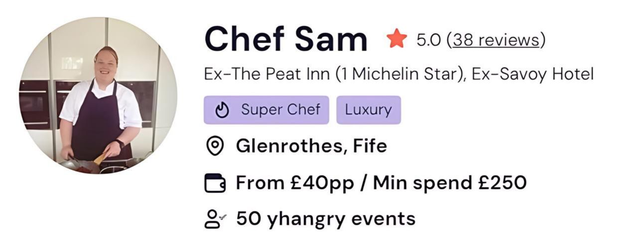 Chef Sam conducts vegan cooking classes in Glasgow.