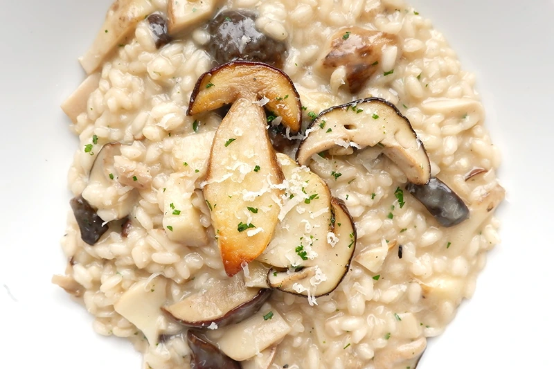 A creamy wild mushroom risotto, a hearty option for Christmas vegetarian mains.