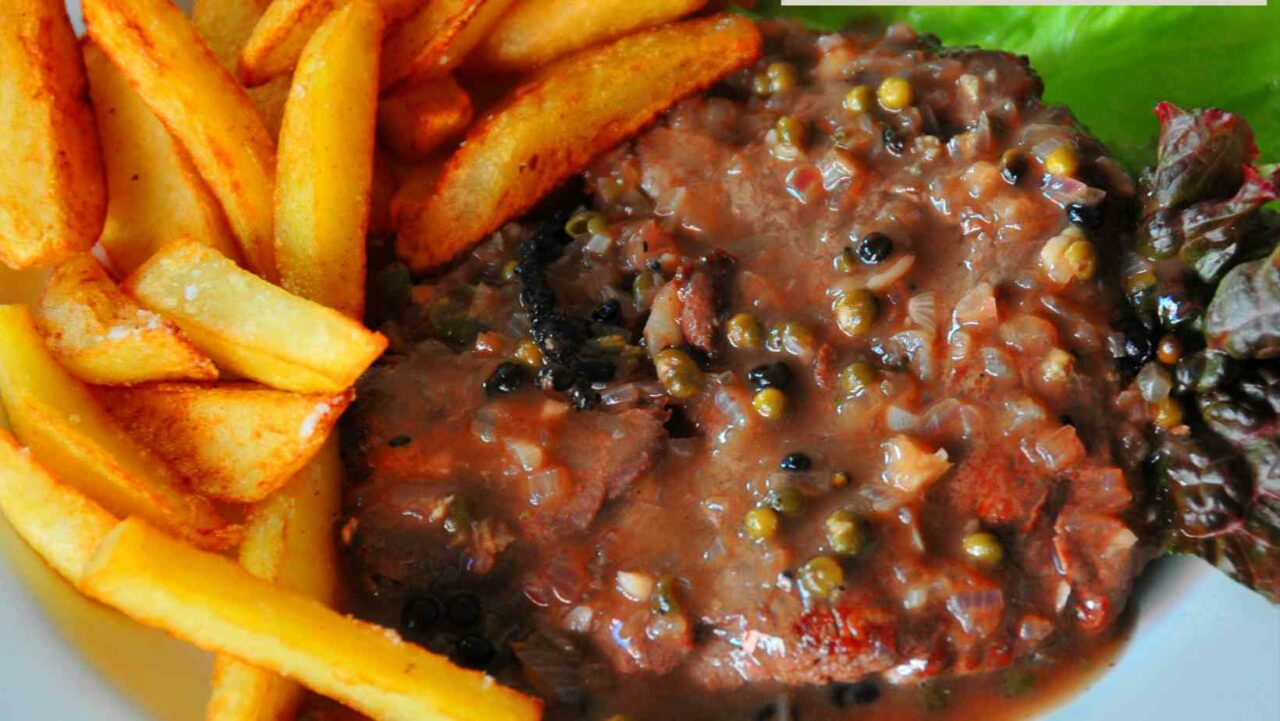 Steak au Poivre is one of the best Christmas party foods in the UK