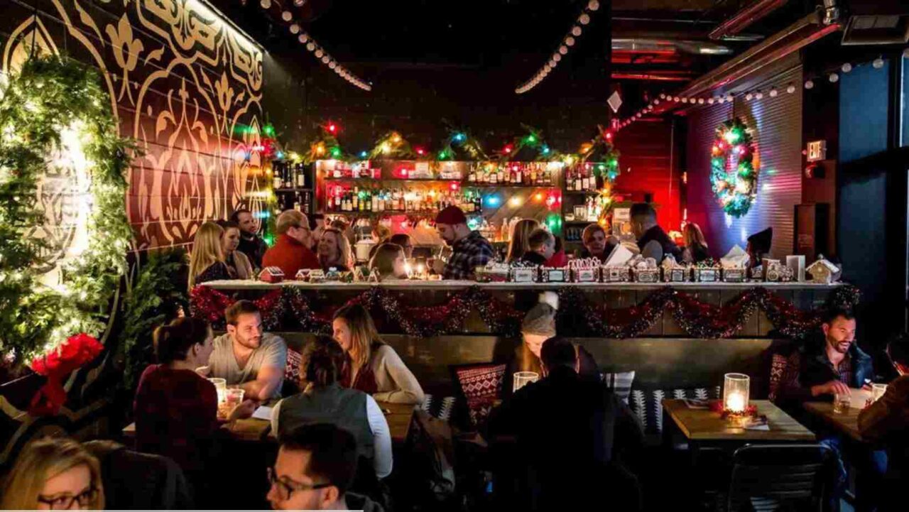 A holiday pub crawl is a good christmas party idea for work