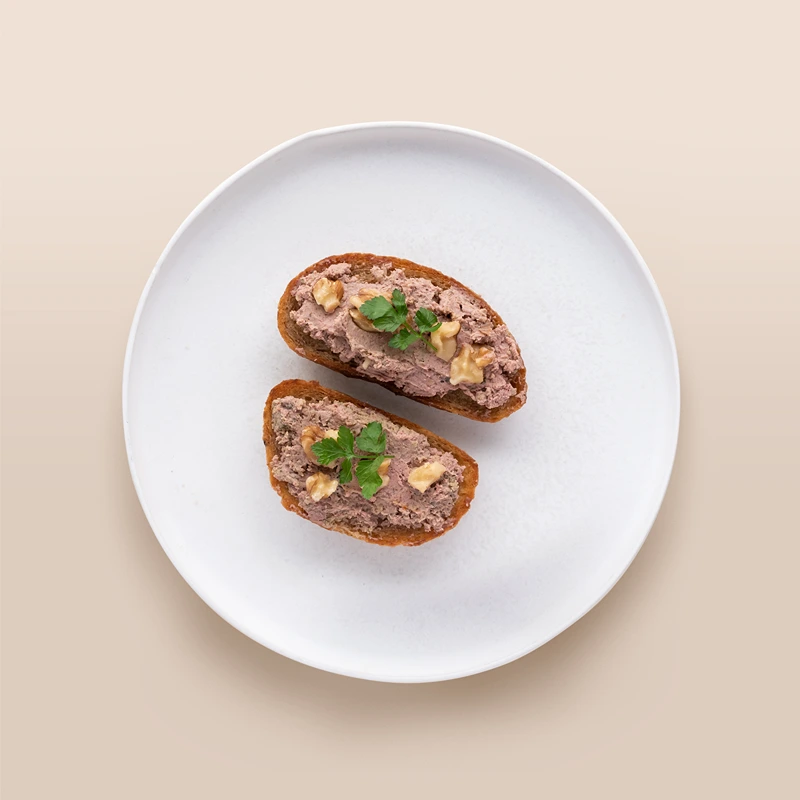 A plate of Vegan Mushroom and Walnut Pâté for Christmas dinner starter ideas