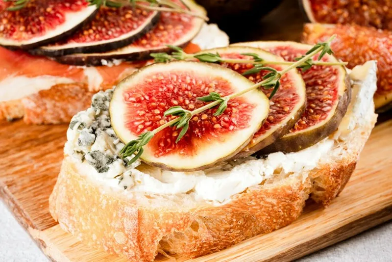 Fig and Blue Cheese Bruschetta for starters for Christmas dinner.