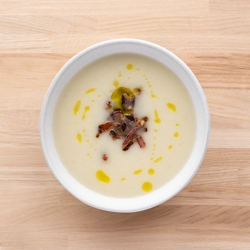 A bowl of Chestnut Soup for easy Christmas starters.