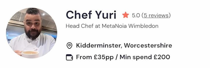 Chef Yuri conducts vegan cooking classes in Sheffield.