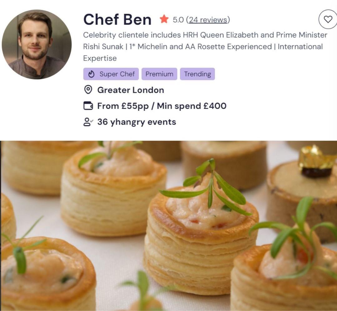 Chef Ben is a talented chef who specialises in catering to private events.