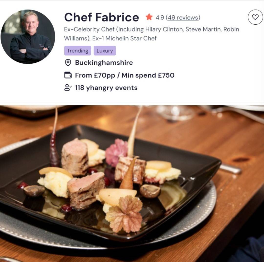 Chef Fabrice offers catering for private events.