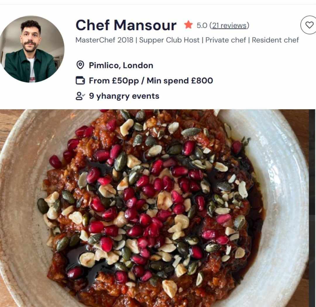 Chef Mansour offers catering for private events.