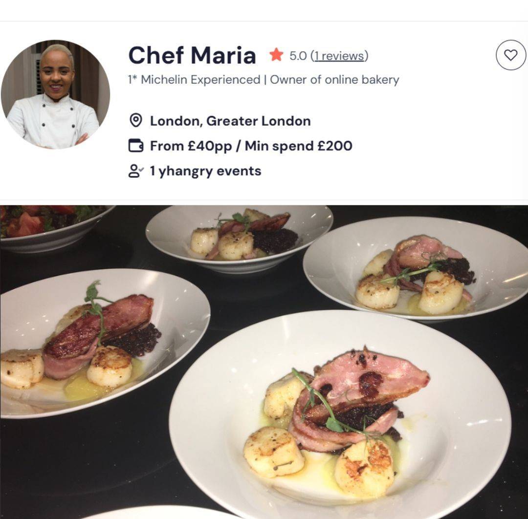 Chef Maria, a talented chef for catering for an event.