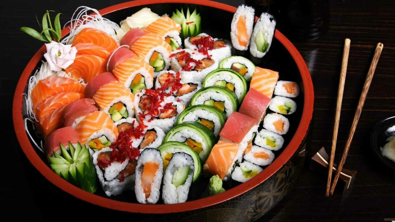 Different types of sushi prepared by a private chef