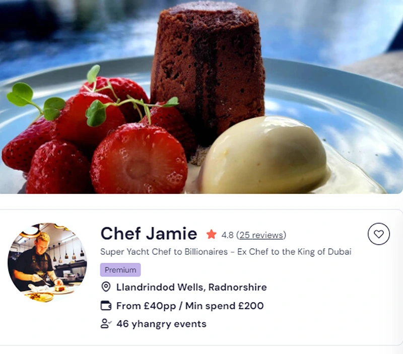 Chef Jamie’s profile showcasing his Chinese chef Retford menu.