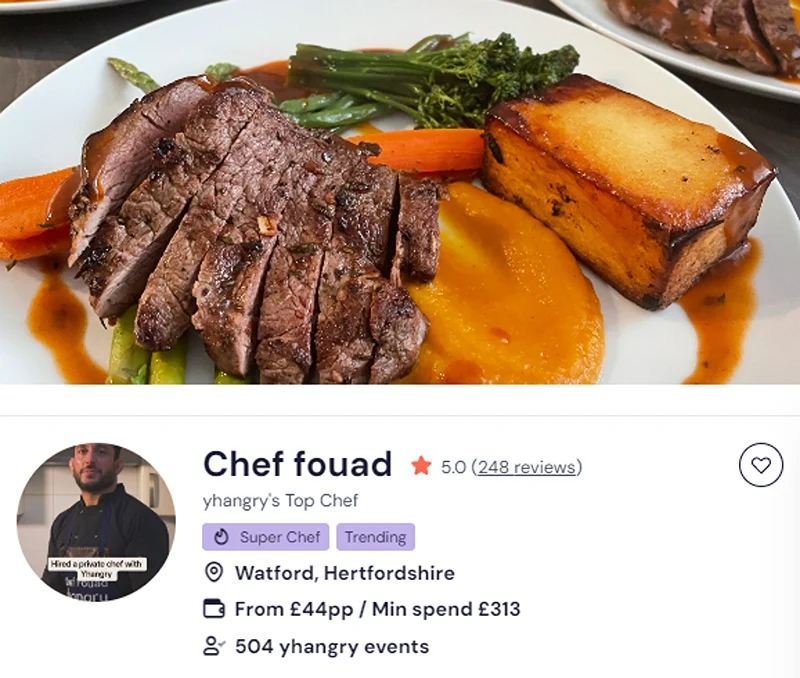 Chef Fouad’s profile showcasing his Chinese chef menu Retford.