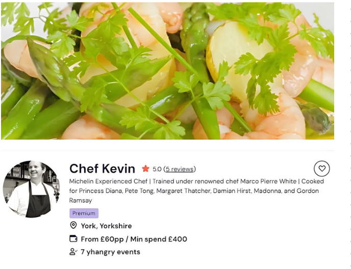 Chef Kevin as a Michelin-star private chef 