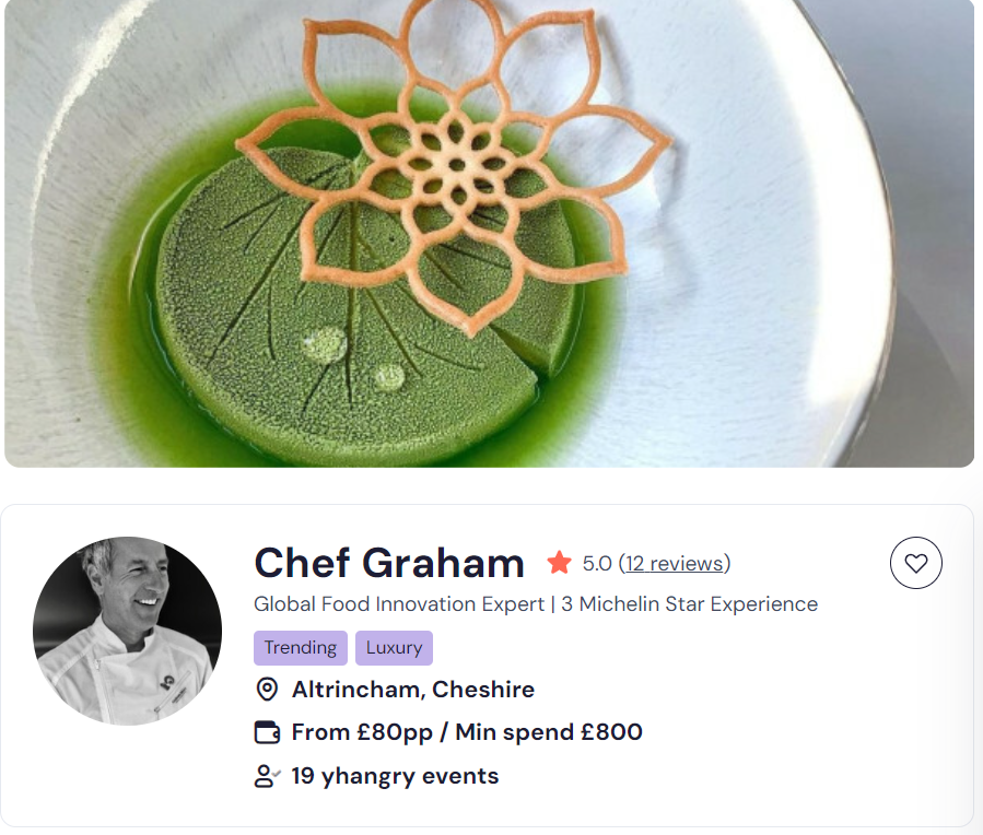 Chef Graham as a Michelin-star private chef