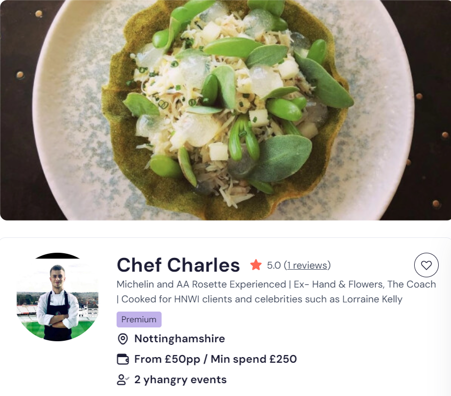 Chef Charles as a Michelin-star private chef