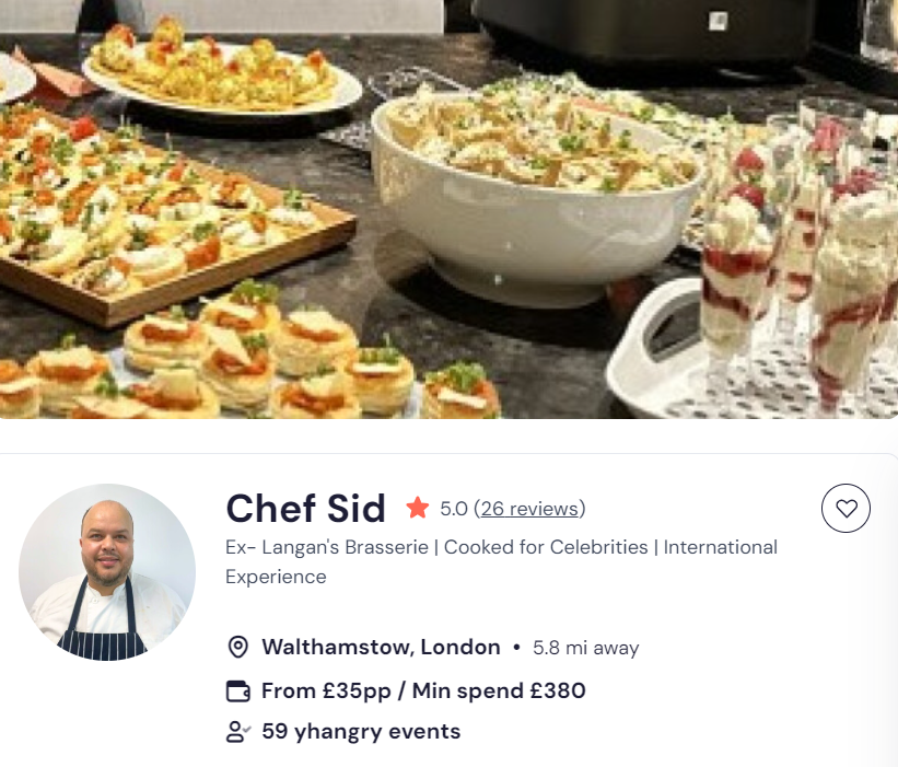 Chef Sid for baking classes in London