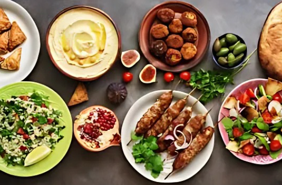 Middle Eastern cuisine for a vegetarian dinner party