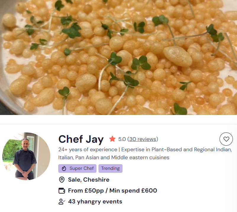 Chef Jay as a personal chef for Indian food 