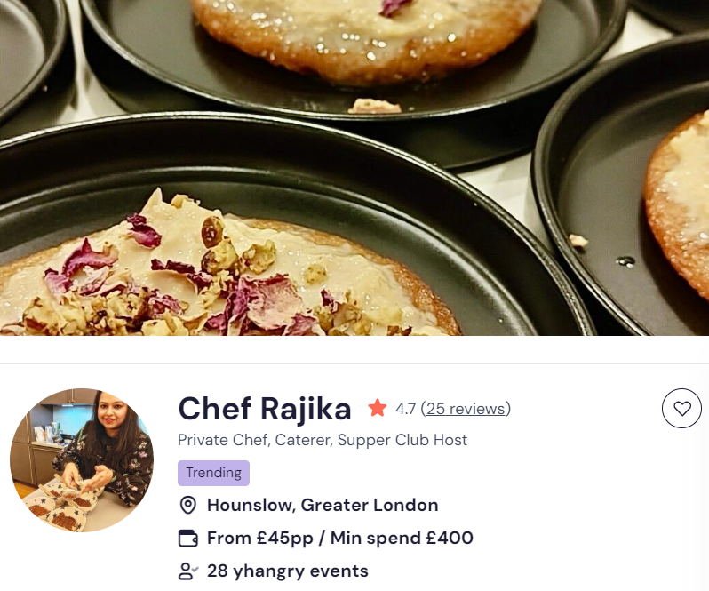 Chef Rajika as a personal chef for Indian food 