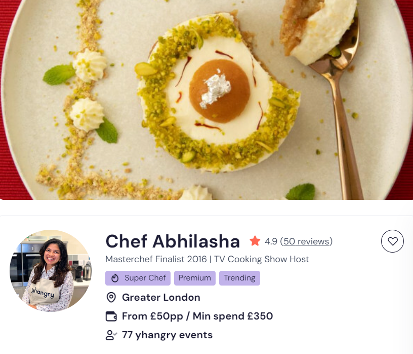 Chef Abhilasha as a personal chef who cooks Indian food 