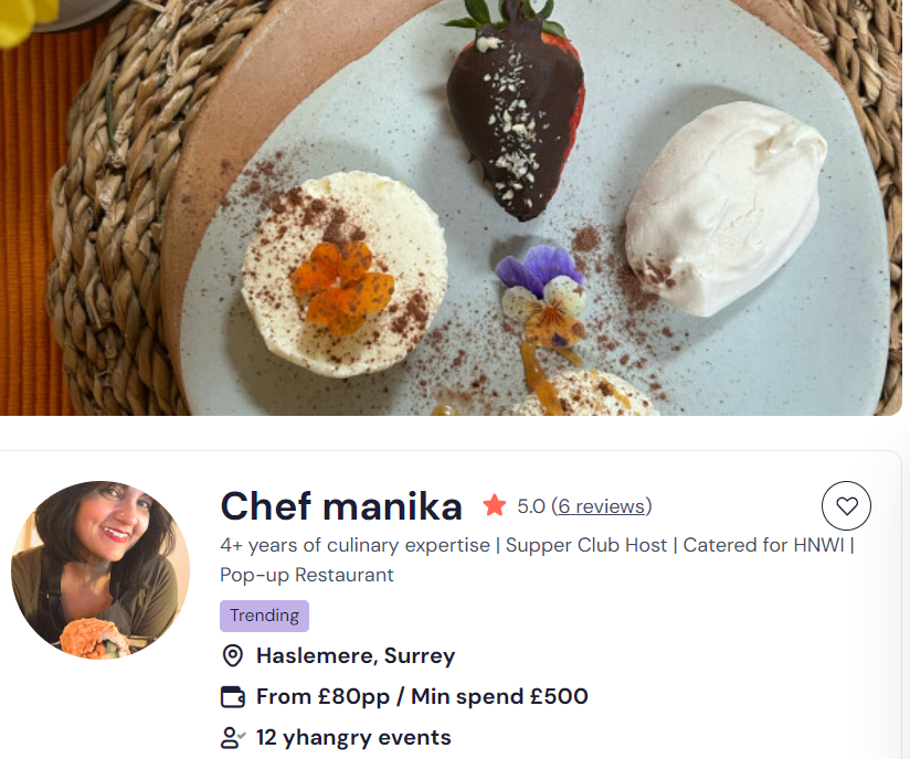 Chef Manika as a personal chef for Indian food 