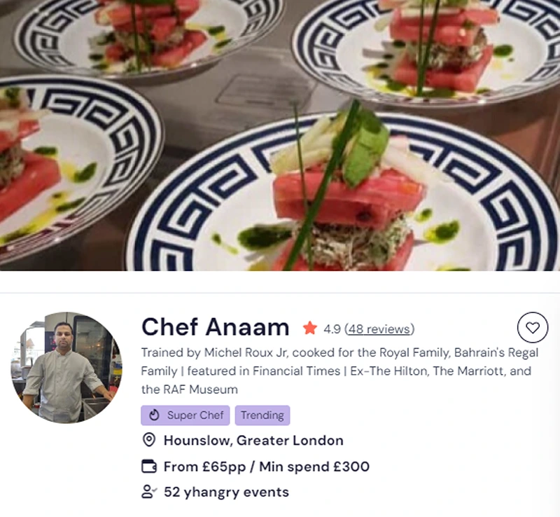 Chef Anaam’s yhangry profile as an Indian chef in Sheffield.