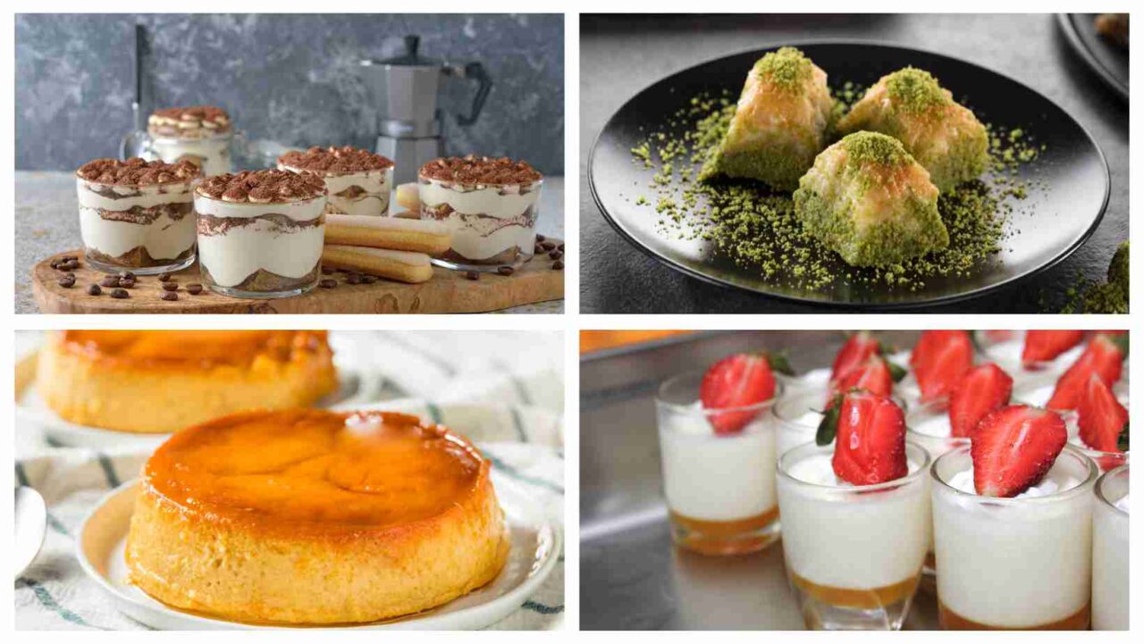 Desserts on a Mediterranean menu for a dinner party