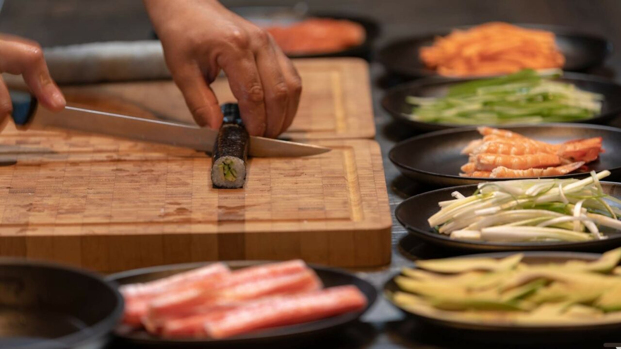 Sushi chef at a home party 