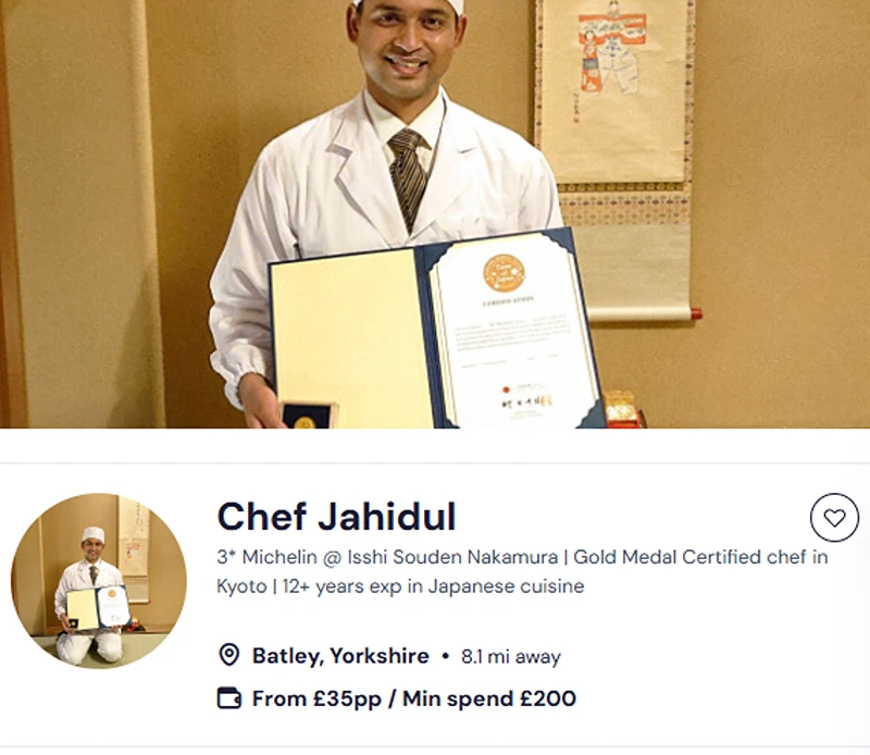 Chef Jahidul at yhangry offering Huddersfield Chinese buffet.