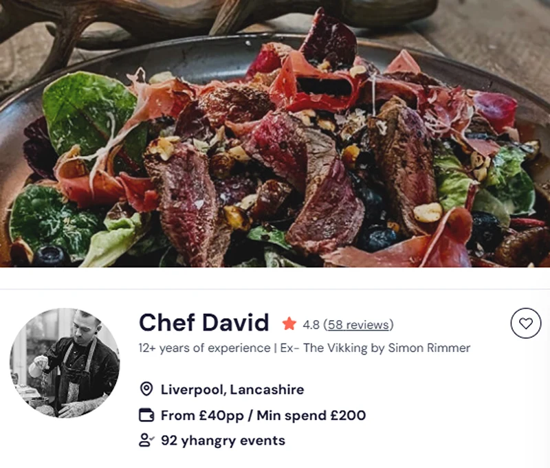 Chef David’s booking page for Huddersfield Chinese buffet.