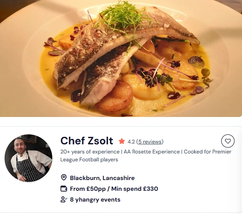 Chef Zsolt’s credentials to book him for Chinese buffet in Huddersfield.
