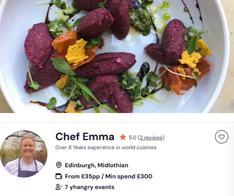 Chef Emma’s booking details for the best breakfast buffet in Glasgow.