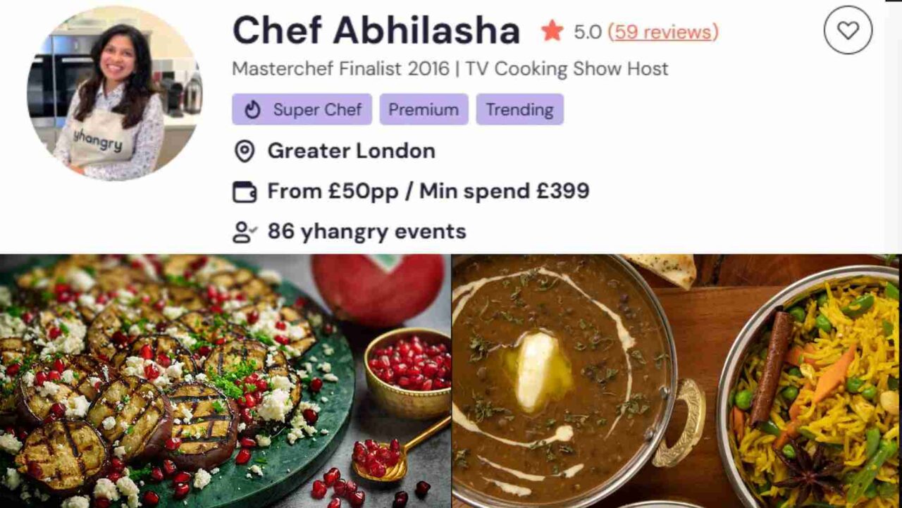 Chef Abhilasha is well knowm for luxury buffet services in London